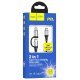 USB-C кабель HOCO X50 2в1 Type-C - Type-C + Lightning, 1 MЕТР, сірий