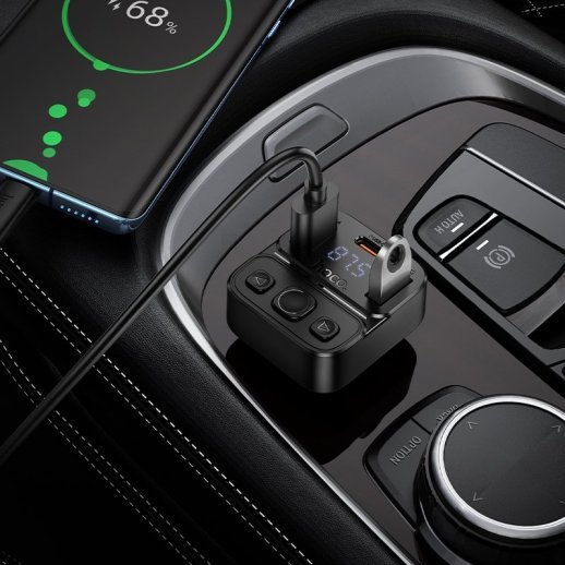 Автомобільний Bluetooth FM-трансмітер HOCO E87 Delta 35W (1A1C)