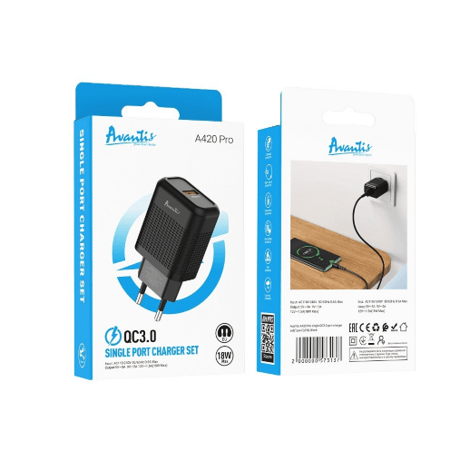 Сетевое Зарядное Устройство Avantis A420 Pro Vast power QC3.0 1USB Чорний