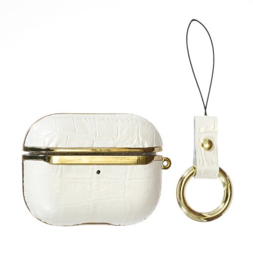 Чехол Onegif Leather Croco для AirPods Pro White