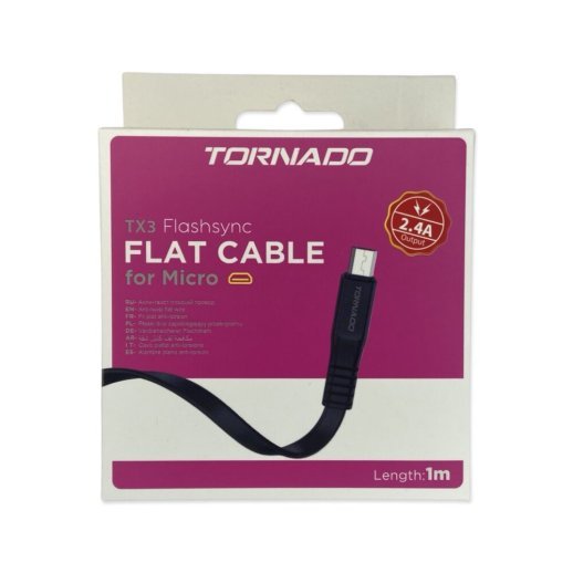 USB Cable TORNADO TX3 Micro 2.4A/1m Black