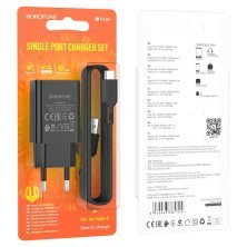 Мережевий зарядний пристрій BOROFONE BA68A Glacier single port + кабель USB - TYPE-C