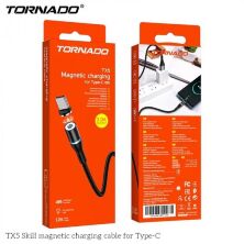 USB Cable TORNADO TX5 Magnetic Тканевая Оплётка Type-C  3A 1.2 m Black