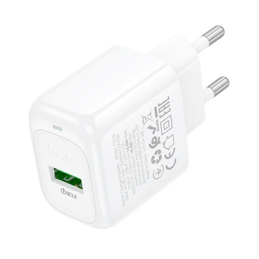 Мережевий зарядний пристрій HOCO CS52A USB QC 3.0, білий