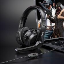 Дротова комп'ютерна гарнiтура HOCO W103, чорний