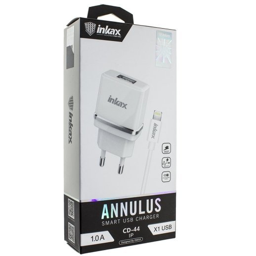 Мережевий зарядний пристрій INKAX CD-44 1.0A + USB кабель LIGHTNING
