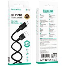 USB кабель BOROFONE BX113 USB - micro SILICONE, 2.4A, 3 метри, чорний