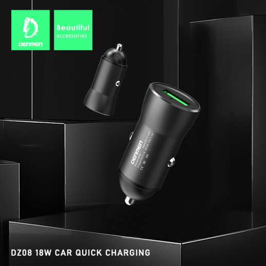 Автомобільний зарядний пристрій DENMEN DZ08 3.1A 1USB PORT 18W, QC3.0, FCP, AFC