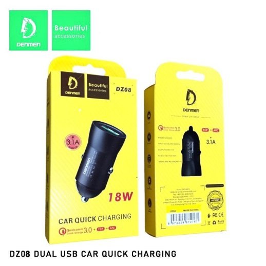 Автомобільний зарядний пристрій DENMEN DZ08 3.1A 1USB PORT 18W, QC3.0, FCP, AFC