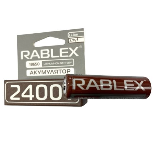Акумулятор Rablex 18650 Li-Ion ICR18650 2400mAh TipTop 3.7V коричневий в упаковці