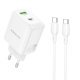Мережевий зарядний пристрій BOROFONE BN30 PD 45W (1×USB-C + USB-A) + кабель Type-C - Type-C, EU