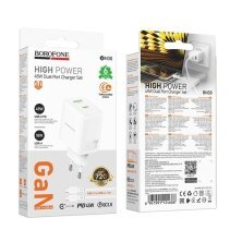 Мережевий зарядний пристрій BOROFONE BN30 PD 45W (1×USB-C + USB-A) + кабель Type-C - Type-C, EU