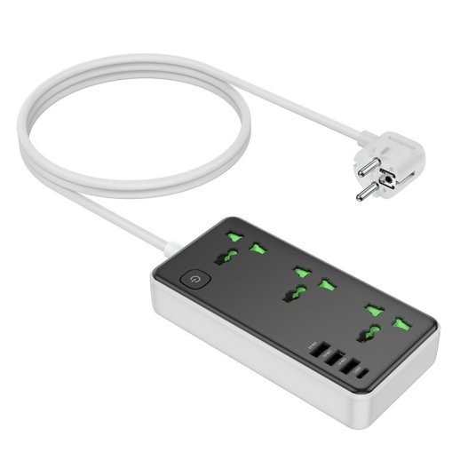 Сетевой удлинитель Hoco AC7A (3USB/1Type-C/3xSocket) (черный)