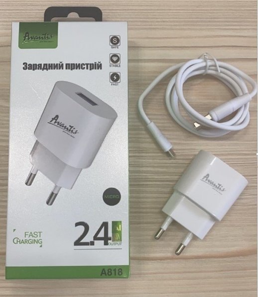 Мережевий Зарядний Пристрій Avantis A818 Pro 1USB Micro