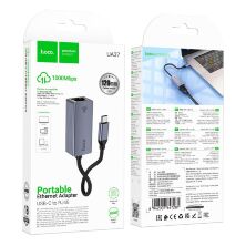 Перехідник HOCO UA37 Type-C - RJ45 GIGABIT, сірий