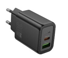 Мережевий зарядний пристрій HOCO N63 TYPE-C PD 30W + USB QC 3.0, чорний