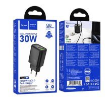 Мережевий зарядний пристрій HOCO N63 TYPE-C PD 30W + USB QC 3.0, чорний