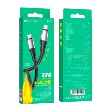 USB-C кабель BOROFONE BX88 Solid PD 20W silicone Type-C - Lightning 5,8ММ, чорний