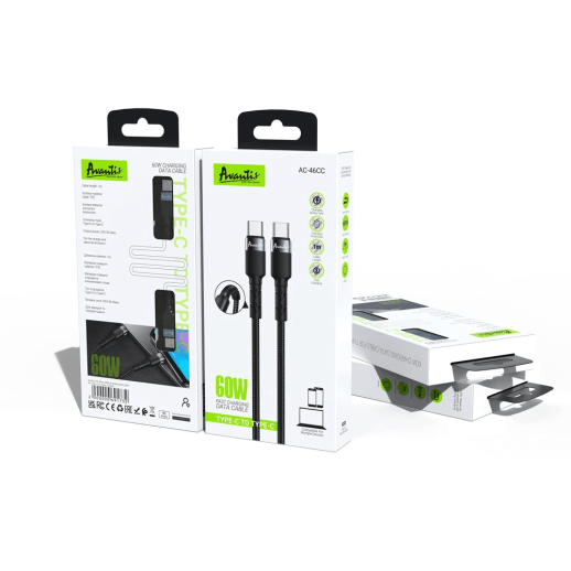 USB Cable Avantis AC-46сс 60w Type-C to Type-C Black