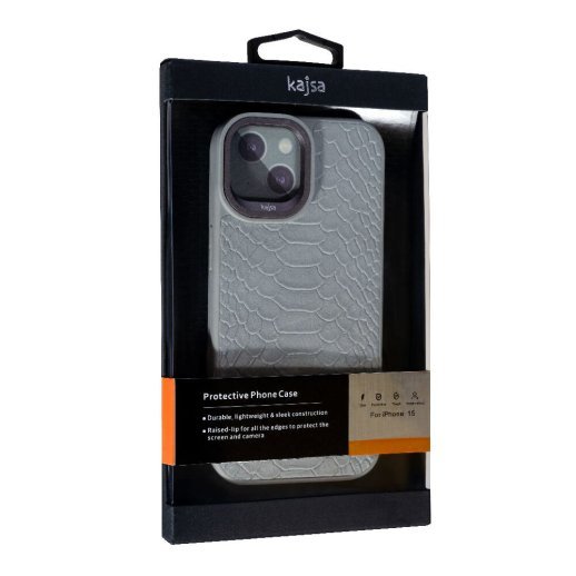 Накладка Kajsa Leather Case Snake для Apple iPhone 15 Grey