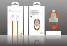 Кабель USB-C для iPhone Type-C to Type-C 1 метр ORANGE 60W 17 PRO MAX ткань в упаковке