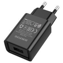 Мережевий зарядний пристрій BOROFONE BA68A Glacier USB 2.1A