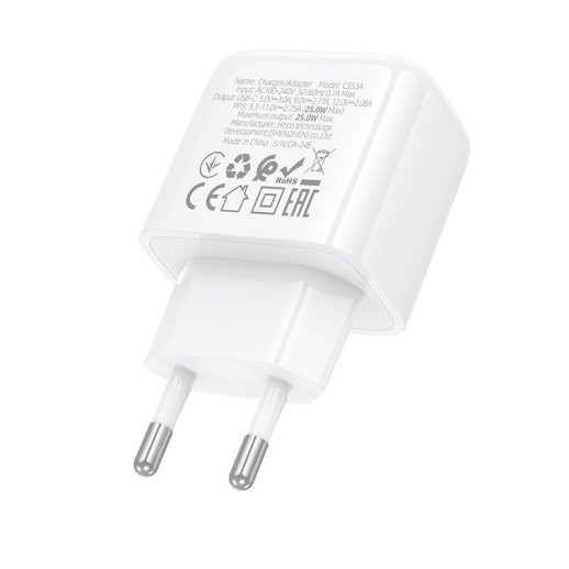 Мережевий зарядний пристрій HOCO CS53A TYPE-C PD 25W, білий