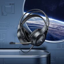 Дротова комп'ютерна гарнiтура HOCO W106, чорний