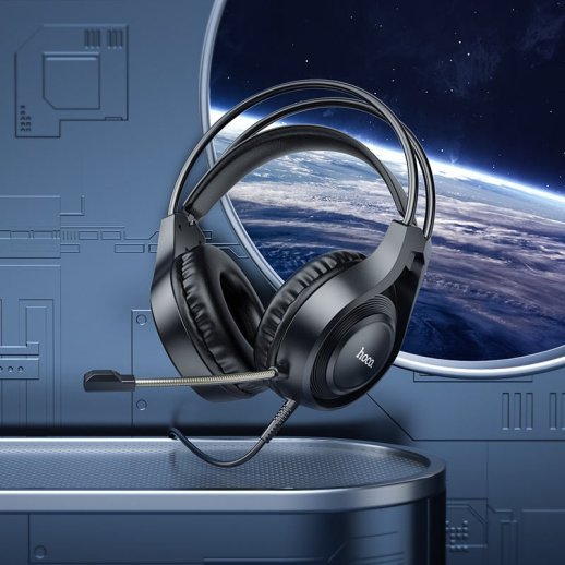 Дротова комп'ютерна гарнiтура HOCO W106, чорний