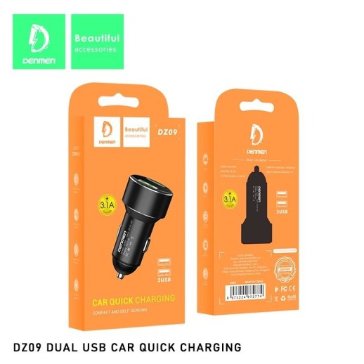 Автомобільний зарядний пристрій DENMEN DZ09 LED LCD 3.1A 2USB PORT ЗОЛОТИЙ