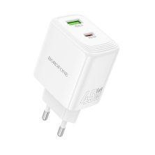 Зарядний пристрій BOROFONE BN30 PD 45W Type-C + USB QC3.0, білий
