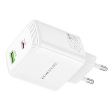 Зарядний пристрій BOROFONE BN30 PD 45W Type-C + USB QC3.0, білий
