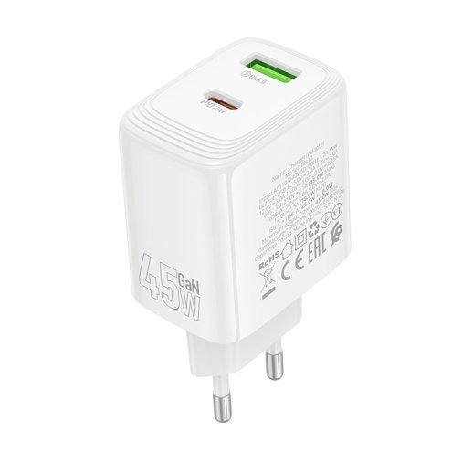 Зарядний пристрій BOROFONE BN30 PD 45W Type-C + USB QC3.0, білий