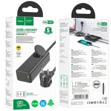 Сетевой удлинитель Hoco NS4 (1USB/2Type-C/1xSocket) (черный)