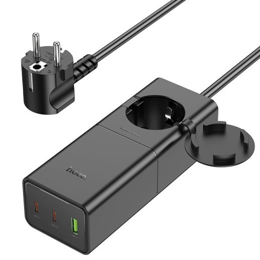 Сетевой удлинитель Hoco NS4 (1USB/2Type-C/1xSocket) (черный)
