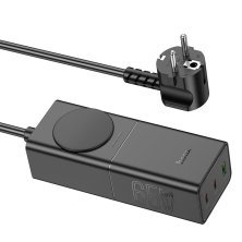 Сетевой удлинитель Hoco NS4 (1USB/2Type-C/1xSocket) (черный)