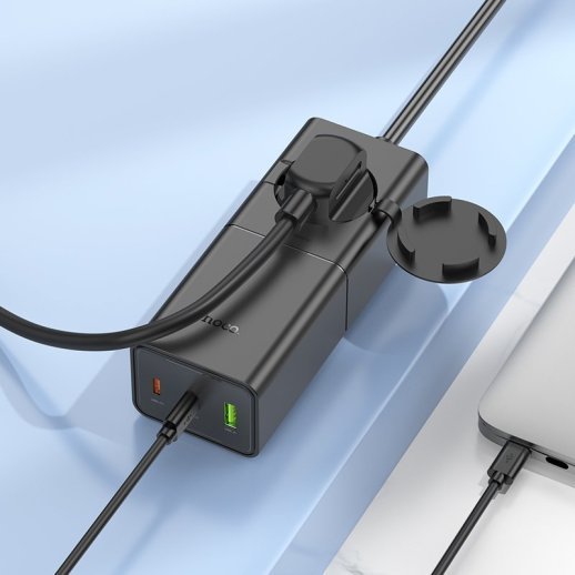 Сетевой удлинитель Hoco NS4 (1USB/2Type-C/1xSocket) (черный)