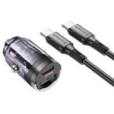 Автомобільний зарядний пристрій BOROFONE BZ29A PD 36W TYPE-C / USB QC3.0 + кабель TYPE-C - TYPE-C фіолетовий
