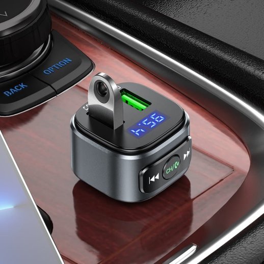 FM трансмітер HOCO E67 Bluetooth з швидкою зарядкою 1USB QC 3.0 18W + 1USB FLASH з гучним зв'язком