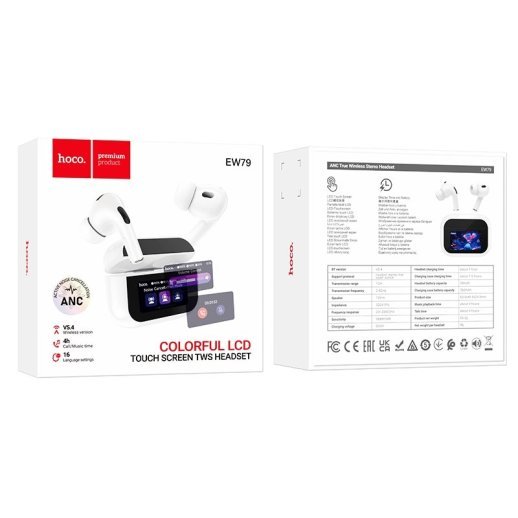 Беспроводные наушники HOCO EW79 Bright true wireless ANC touch screen, белый
