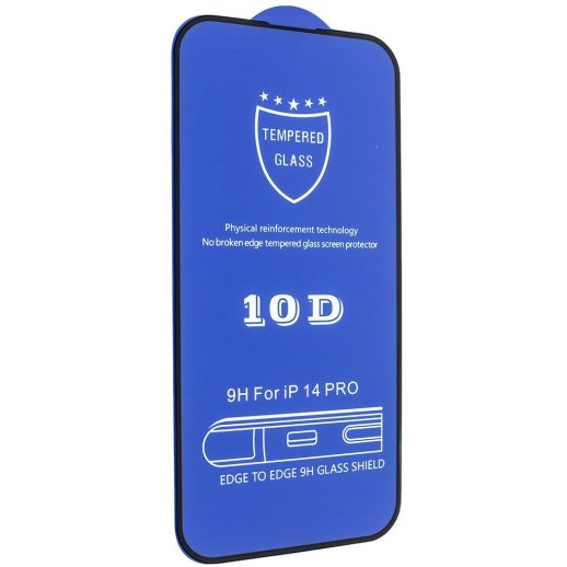 Захисне скло 10D для APPLE iPhone 14 PRO | 15 | 16 ЧОРНИЙ