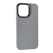 Накладка Kajsa Leather Case Snake для Apple iPhone 15 Pro Grey