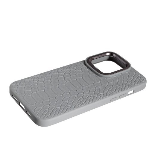 Накладка Kajsa Leather Case Snake для Apple iPhone 15 Pro Grey