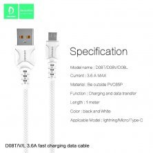 Кабель USB Denmen D08T USB - Type-C (3.6A)
