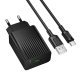 Мережевий зарядний пристрій BOROFONE BAS72A USB QC3.0 + кабель USB - TYPE-C, чорний