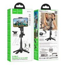 Монопод-штатив HOCO K27 Pro 2-в-1 (магніт + затискач), з Bluetooth-пультом, для смартфона 4.5 - 7.0", чорний