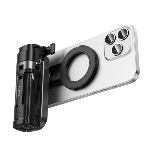 Монопод-штатив HOCO K27 Pro 2-в-1 (магніт + затискач), з Bluetooth-пультом, для смартфона 4.5 - 7.0", чорний