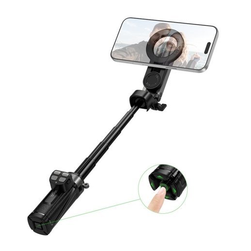 Монопод-штатив HOCO K27 Pro 2-в-1 (магніт + затискач), з Bluetooth-пультом, для смартфона 4.5 - 7.0", чорний