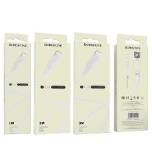 USB кабель BOROFONE BX18 charging data 2,4А USB - Lightning 1 метр, бiлий