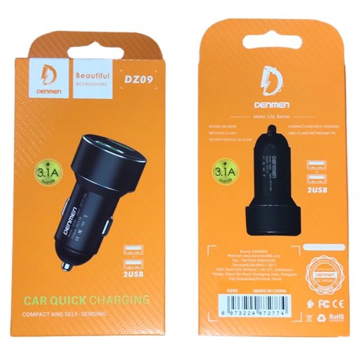 Автомобільний зарядний пристрій DENMEN DZ09 LED LCD 3.1A 2USB PORT ЧОРНИЙ